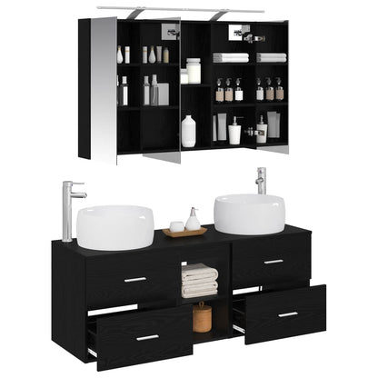 vidaXL Bathroom Furniture Set 4 pcs Black Oak