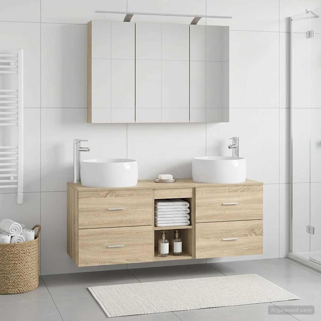 vidaXL Bathroom Furniture Set 4 pcs Sonoma Oak