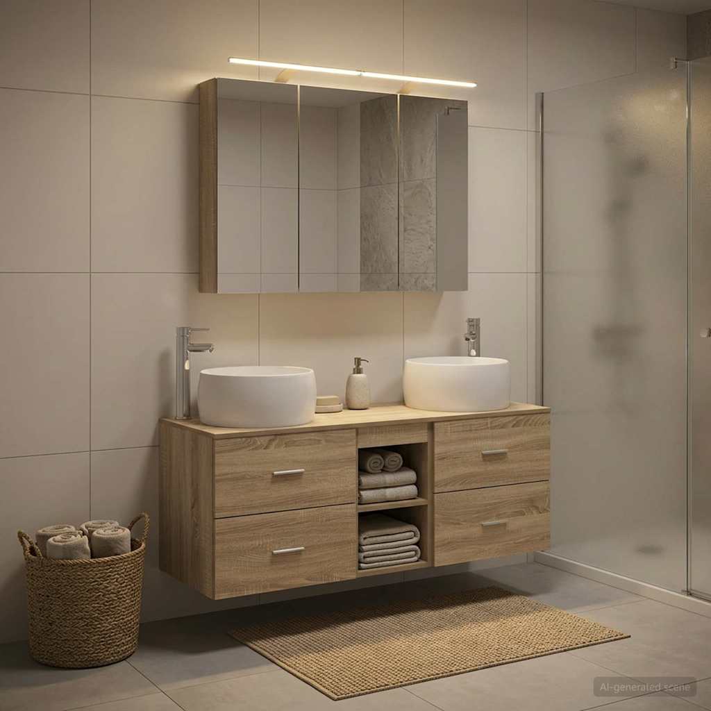 vidaXL Bathroom Furniture Set 4 pcs Sonoma Oak