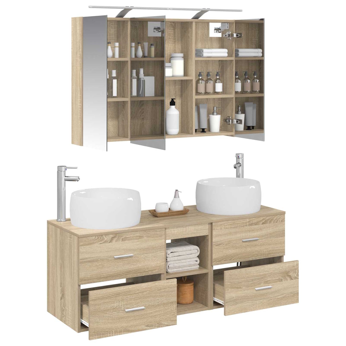 vidaXL Bathroom Furniture Set 4 pcs Sonoma Oak