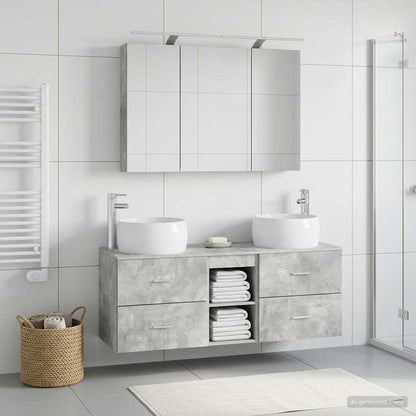 vidaXL Bathroom Furniture Set 4 pcs Concrete Grey