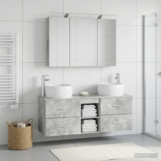 vidaXL Bathroom Furniture Set 4 pcs Concrete Grey