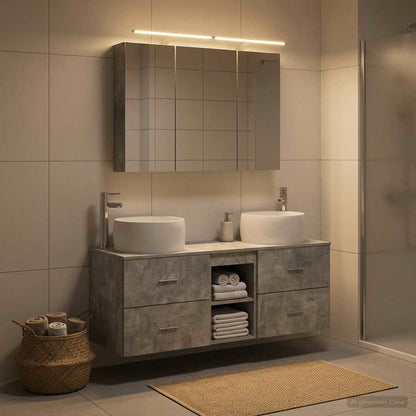 vidaXL Bathroom Furniture Set 4 pcs Concrete Grey
