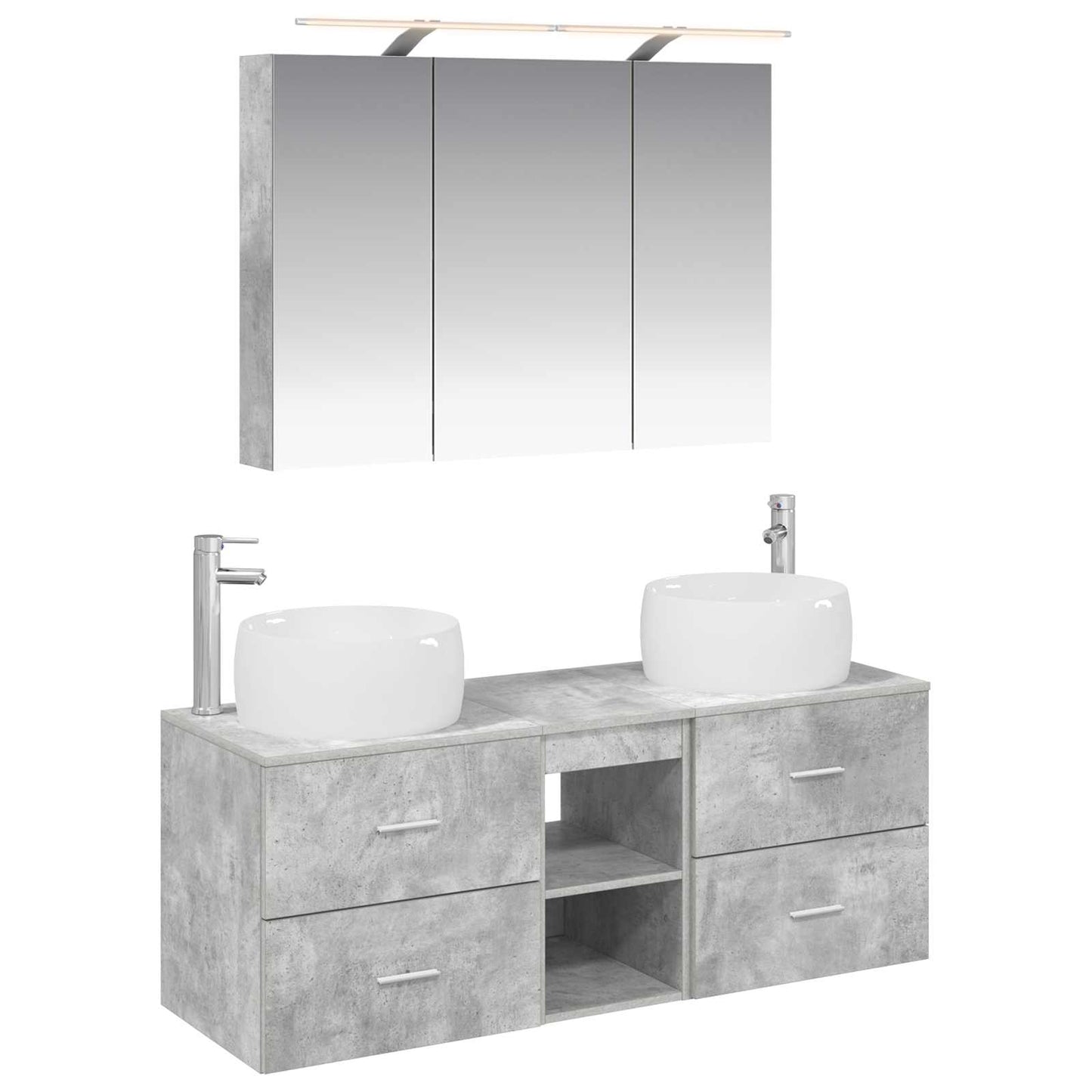 vidaXL Bathroom Furniture Set 4 pcs Concrete Grey