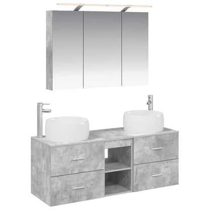 vidaXL Bathroom Furniture Set 4 pcs Concrete Grey