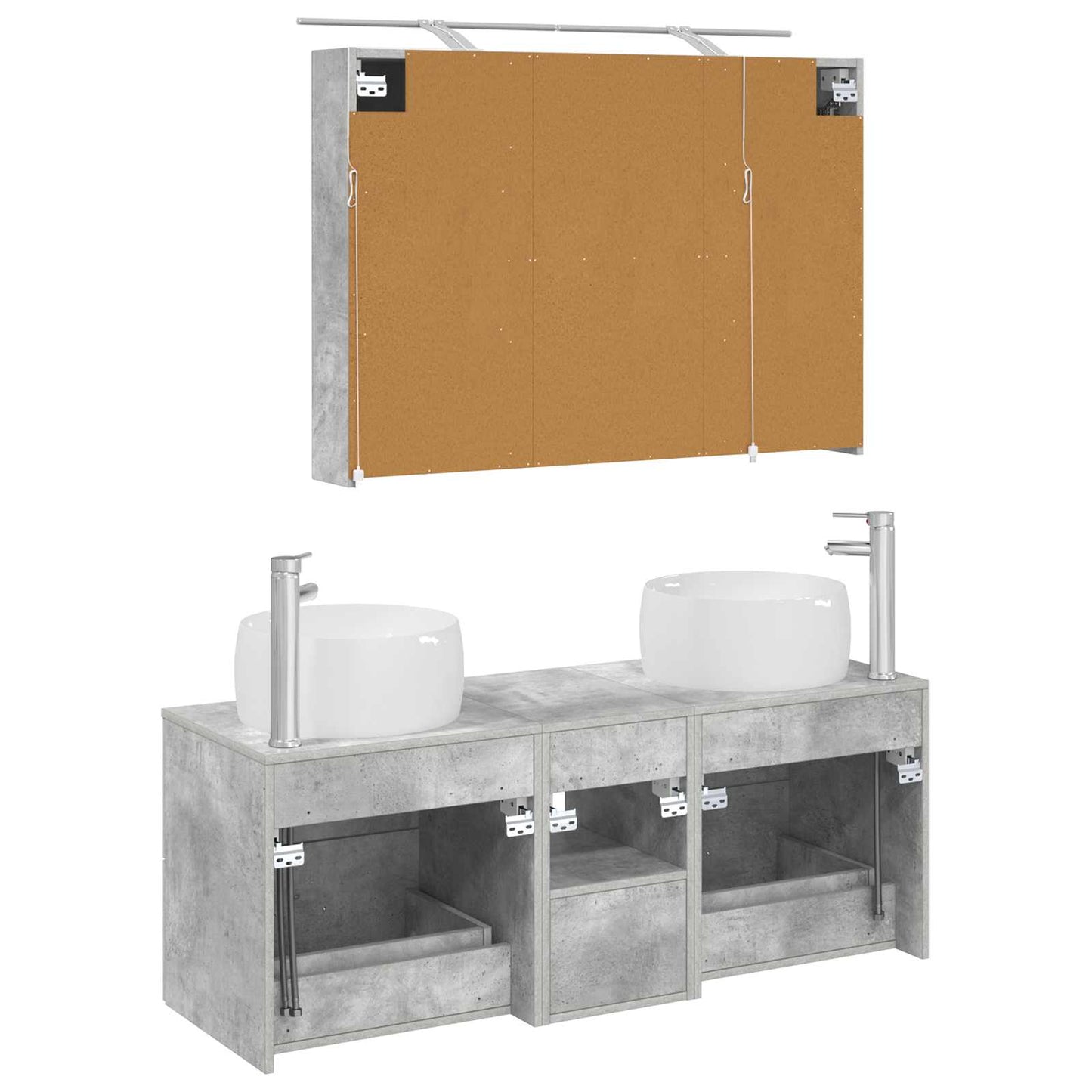 vidaXL Bathroom Furniture Set 4 pcs Concrete Grey