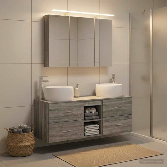 vidaXL Bathroom Furniture Set 4 pcs Grey Sonoma