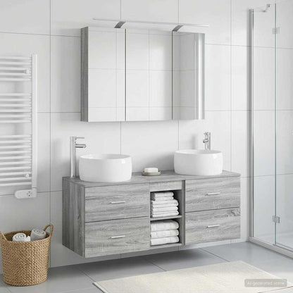 vidaXL Bathroom Furniture Set 4 pcs Grey Sonoma