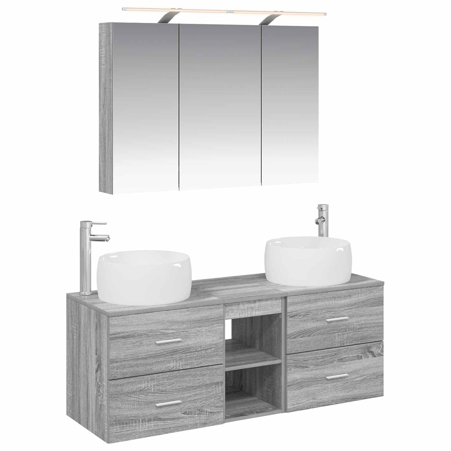 vidaXL Bathroom Furniture Set 4 pcs Grey Sonoma