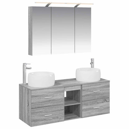 vidaXL Bathroom Furniture Set 4 pcs Grey Sonoma