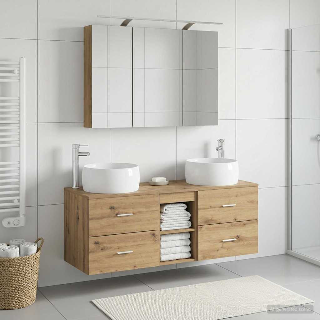 vidaXL Bathroom Furniture Set 4 pcs Artisan Oak