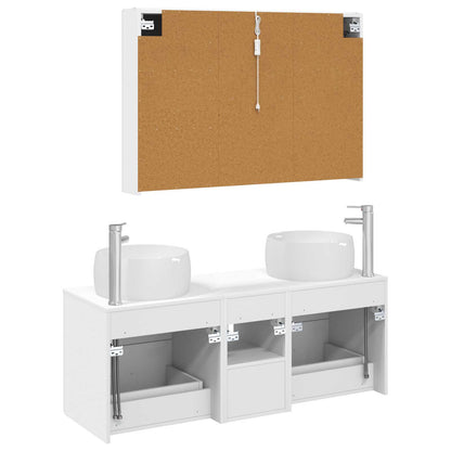 vidaXL Bathroom Furniture Set 4 pcs White Engineered Wood and Glass
