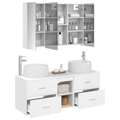 vidaXL Bathroom Furniture Set 4 pcs White Engineered Wood and Glass