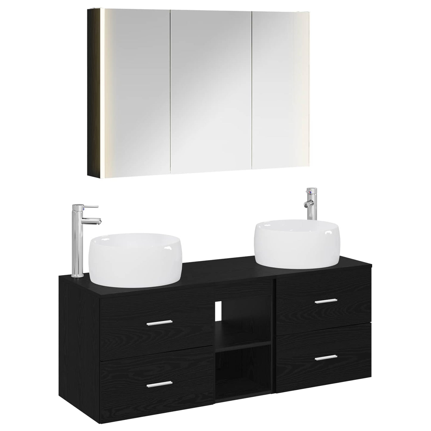vidaXL Bathroom Furniture Set 4 pcs Black Oak