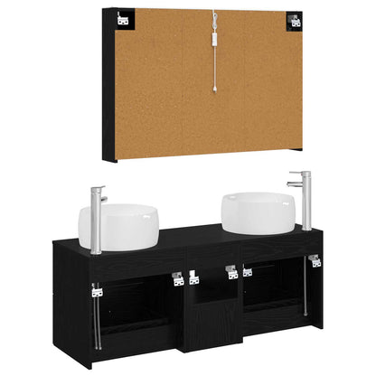 vidaXL Bathroom Furniture Set 4 pcs Black Oak