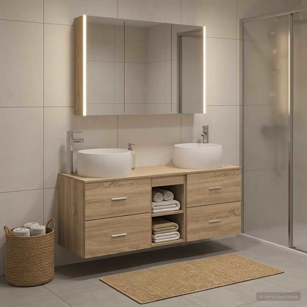 vidaXL Bathroom Furniture Set 4 pcs Sonoma Oak