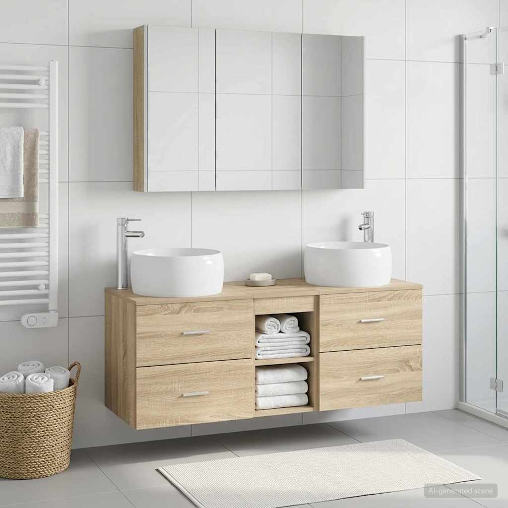 vidaXL Bathroom Furniture Set 4 pcs Sonoma Oak