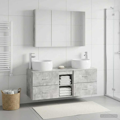 vidaXL Bathroom Furniture Set 4 pcs Concrete Grey
