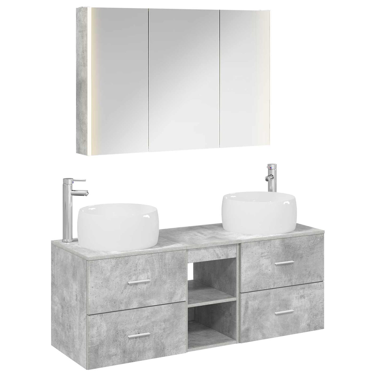 vidaXL Bathroom Furniture Set 4 pcs Concrete Grey