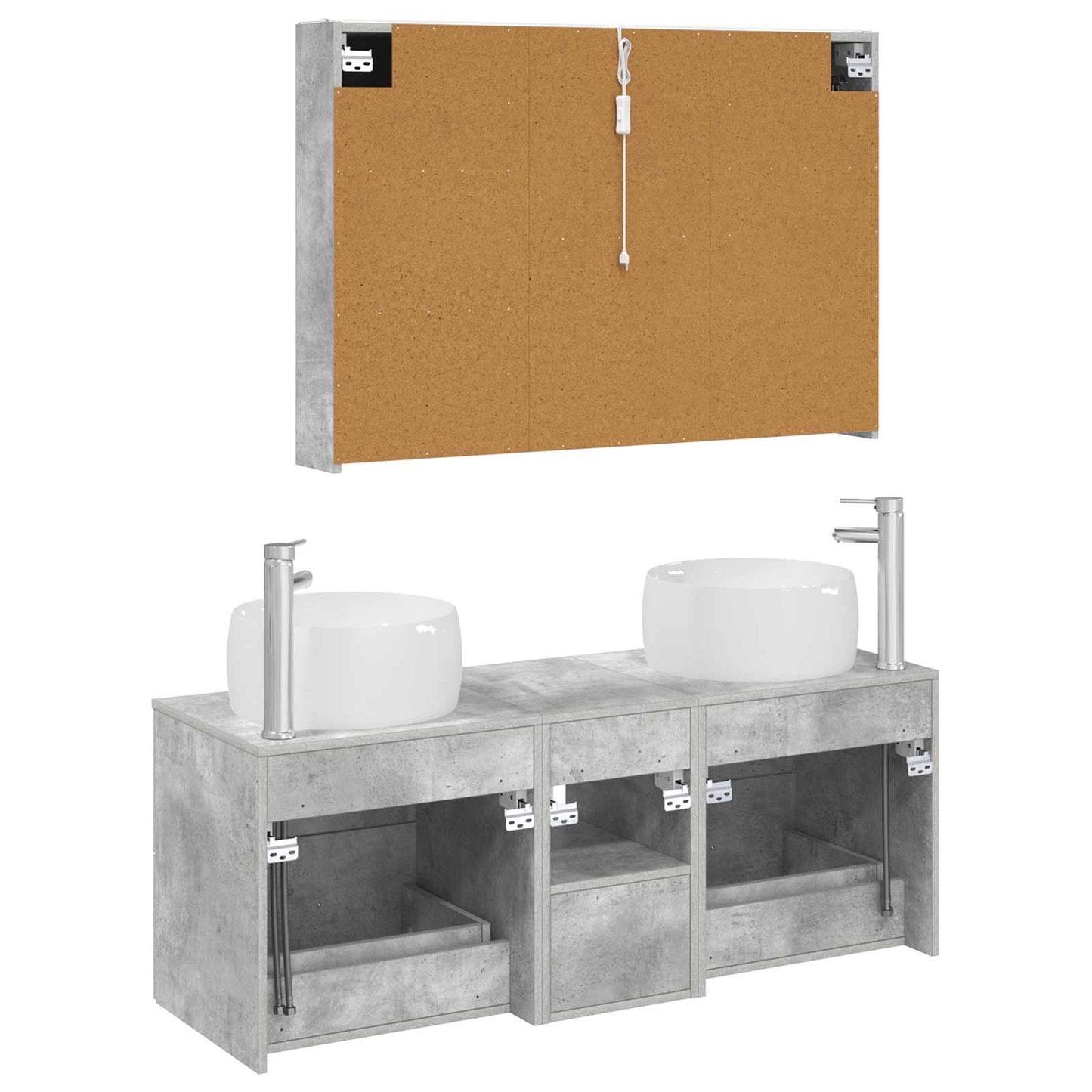 vidaXL Bathroom Furniture Set 4 pcs Concrete Grey