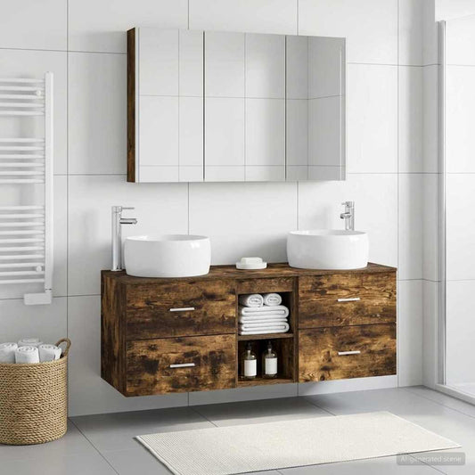 vidaXL Bathroom Furniture Set 4 pcs Smoked Oak