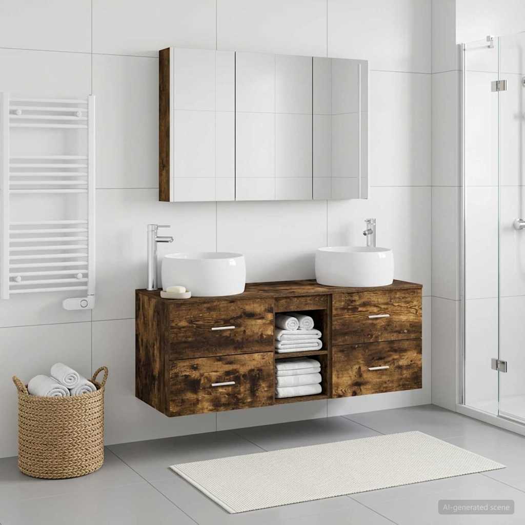 vidaXL Bathroom Furniture Set 4 pcs Smoked Oak