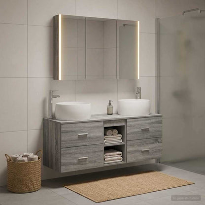 vidaXL Bathroom Furniture Set 4 pcs Grey Sonoma