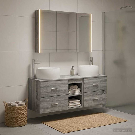 vidaXL Bathroom Furniture Set 4 pcs Grey Sonoma