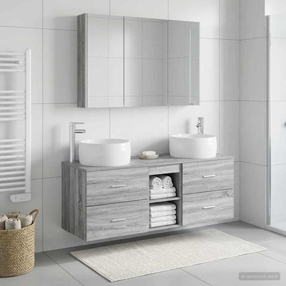 vidaXL Bathroom Furniture Set 4 pcs Grey Sonoma