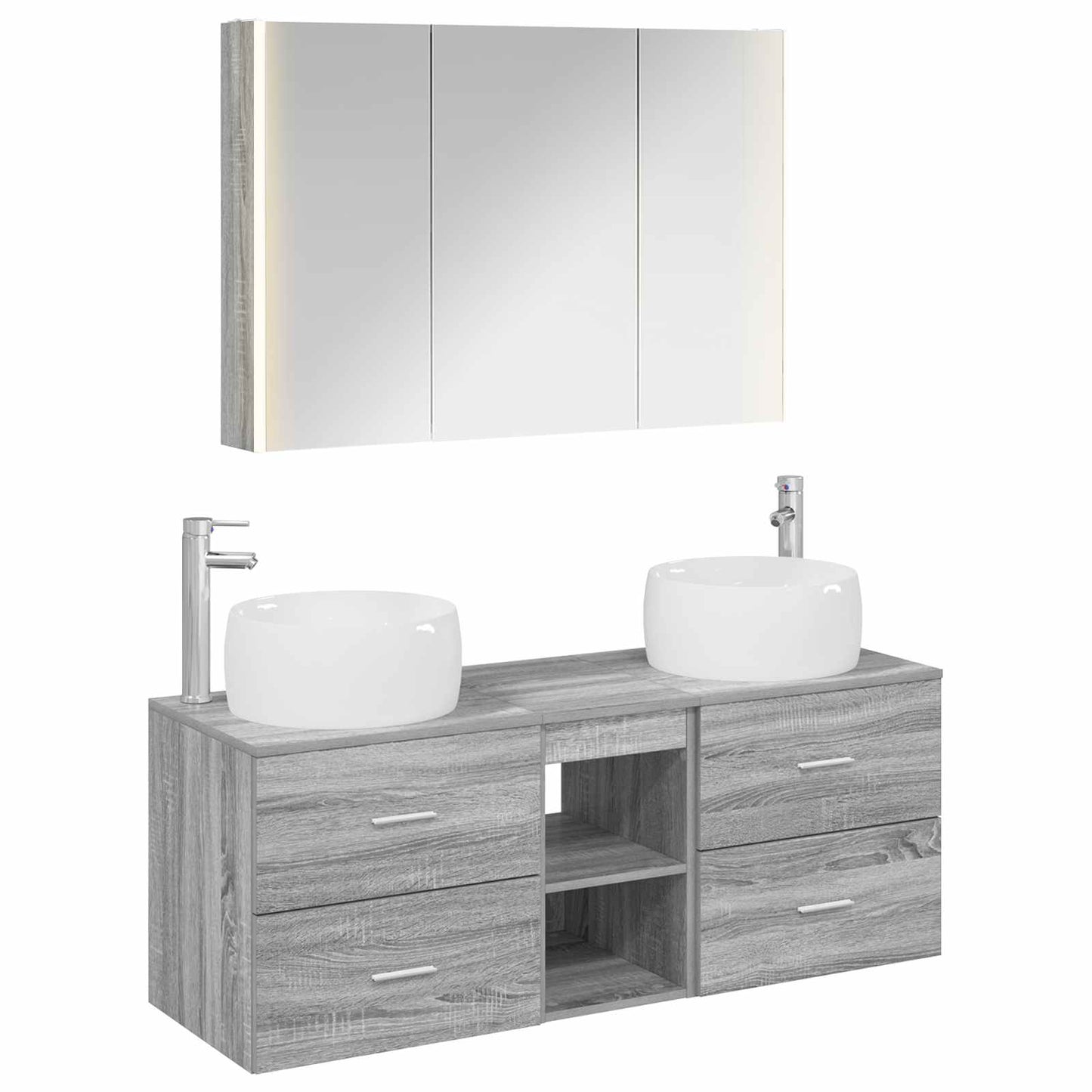 vidaXL Bathroom Furniture Set 4 pcs Grey Sonoma