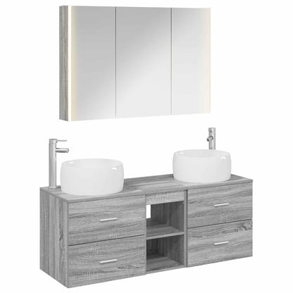 vidaXL Bathroom Furniture Set 4 pcs Grey Sonoma