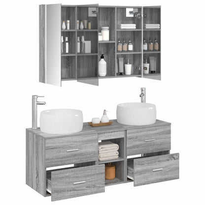 vidaXL Bathroom Furniture Set 4 pcs Grey Sonoma