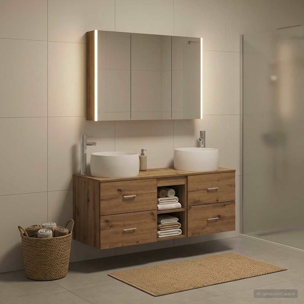 vidaXL Bathroom Furniture Set 4 pcs Artisan Oak