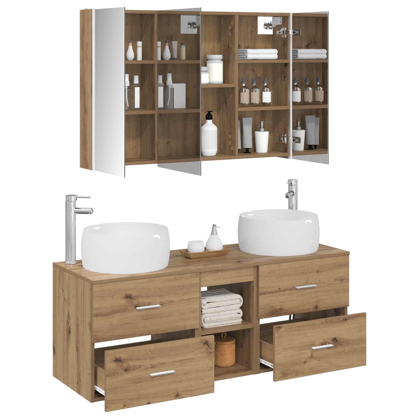 vidaXL Bathroom Furniture Set 4 pcs Artisan Oak