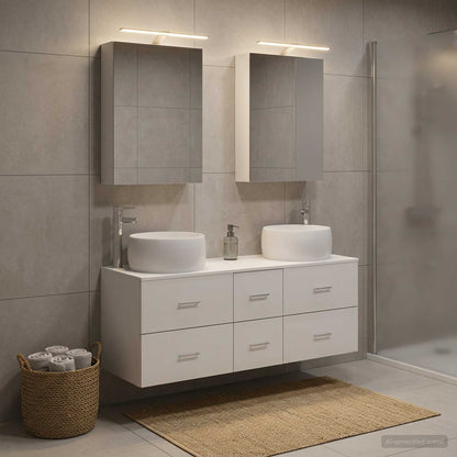 vidaXL Bathroom Furniture Set 5 pcs White Engineered Wood and Glass