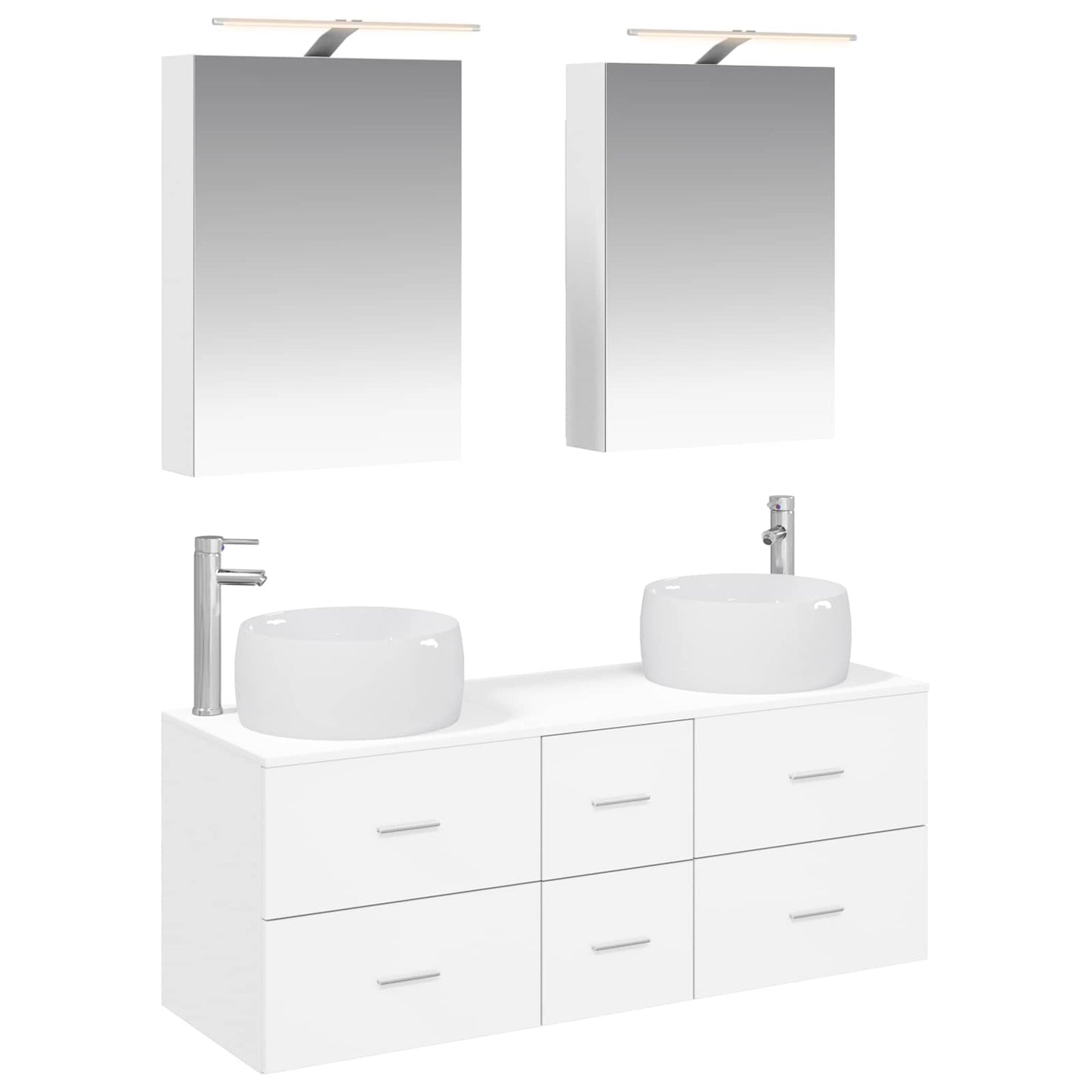 vidaXL Bathroom Furniture Set 5 pcs White Engineered Wood and Glass