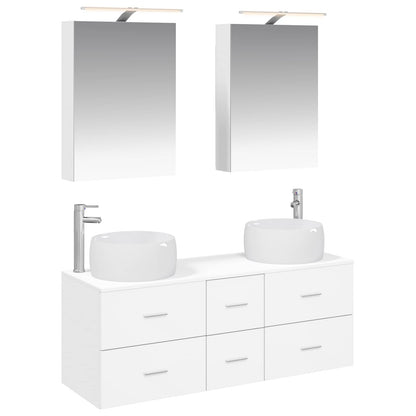 vidaXL Bathroom Furniture Set 5 pcs White Engineered Wood and Glass