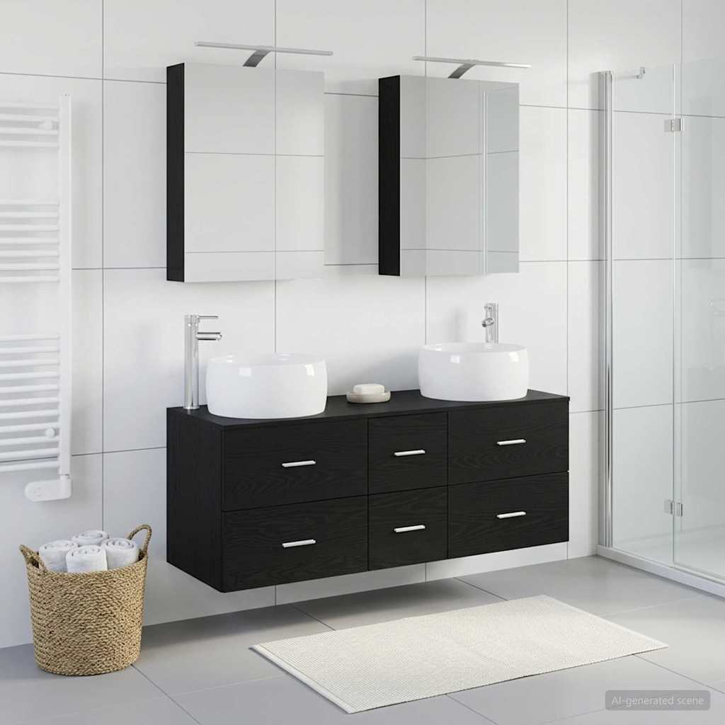vidaXL Bathroom Furniture Set 5 pcs Black Oak