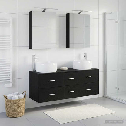 vidaXL Bathroom Furniture Set 5 pcs Black Oak