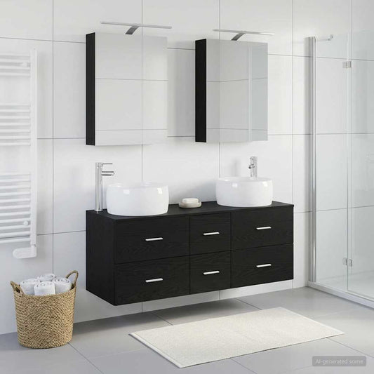 vidaXL Bathroom Furniture Set 5 pcs Black Oak