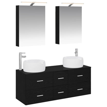 vidaXL Bathroom Furniture Set 5 pcs Black Oak