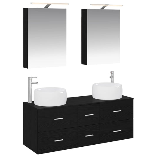 vidaXL Bathroom Furniture Set 5 pcs Black Oak