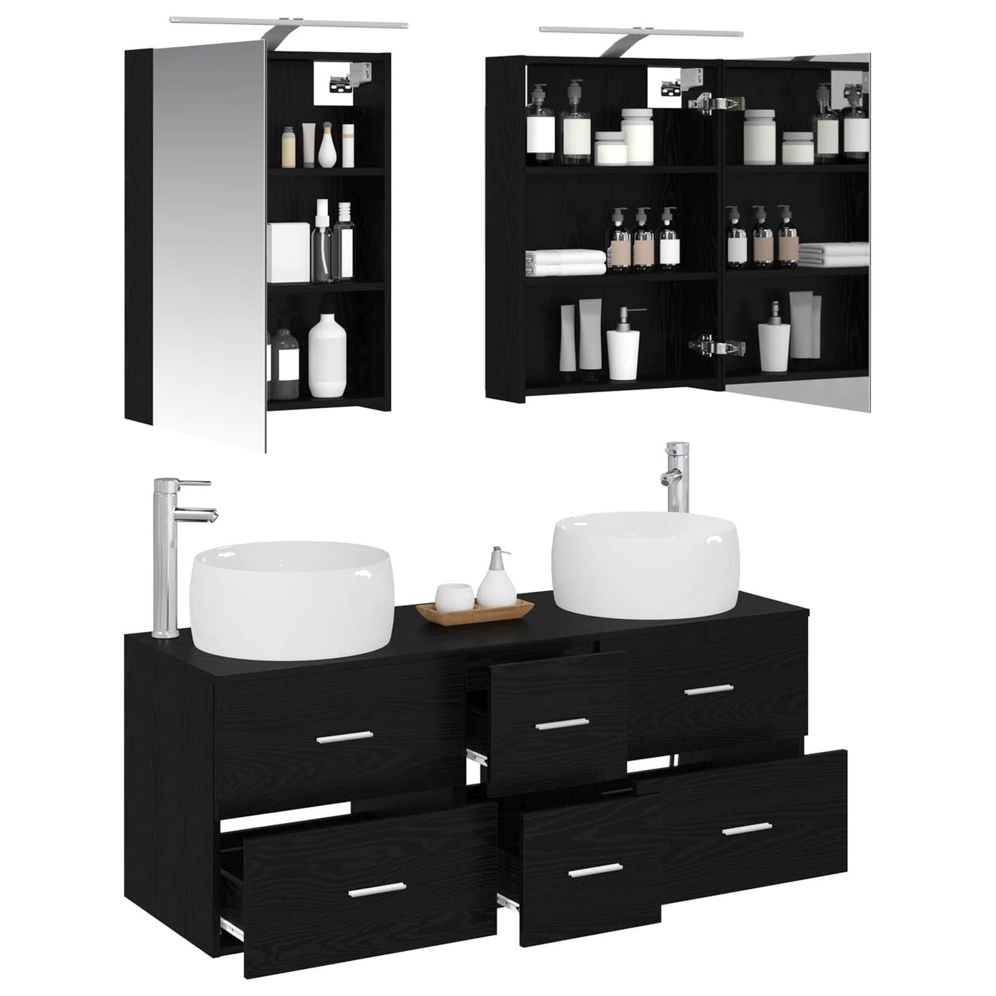 vidaXL Bathroom Furniture Set 5 pcs Black Oak