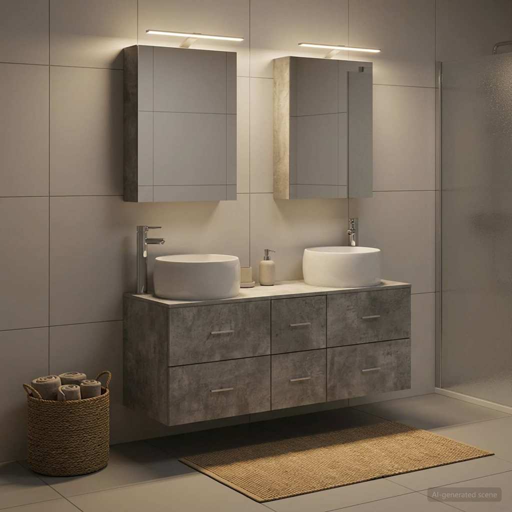 vidaXL Bathroom Furniture Set 5 pcs Concrete Grey