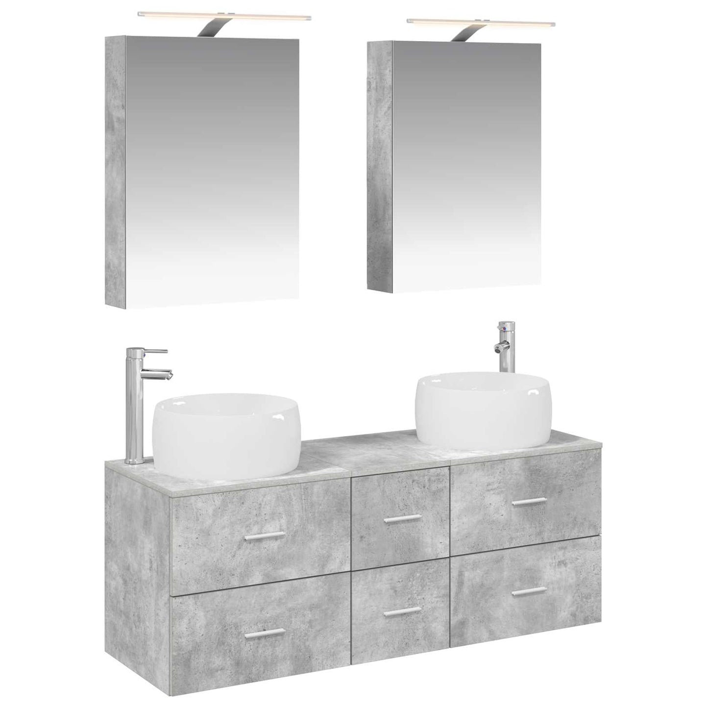 vidaXL Bathroom Furniture Set 5 pcs Concrete Grey