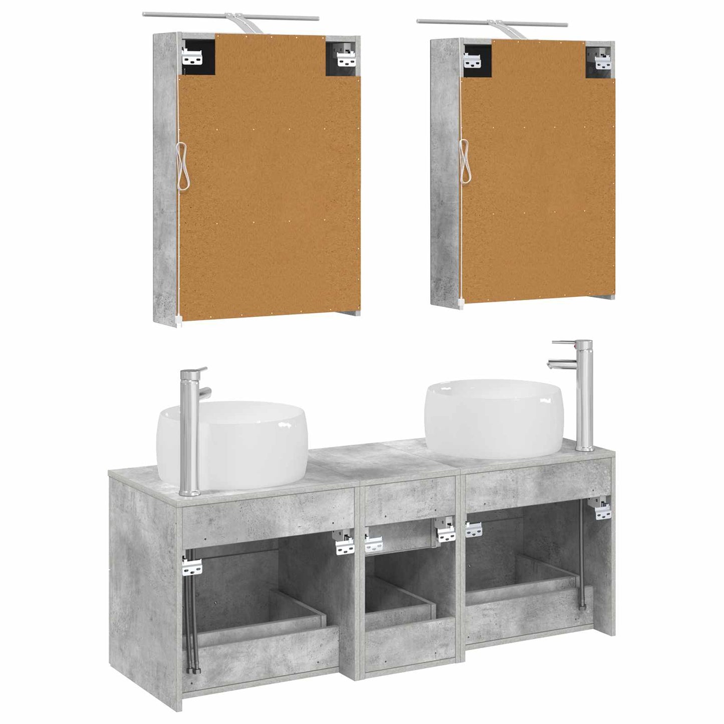 vidaXL Bathroom Furniture Set 5 pcs Concrete Grey