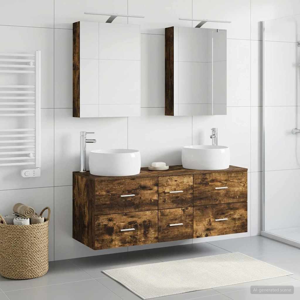vidaXL Bathroom Furniture Set 5 pcs Smoked Oak