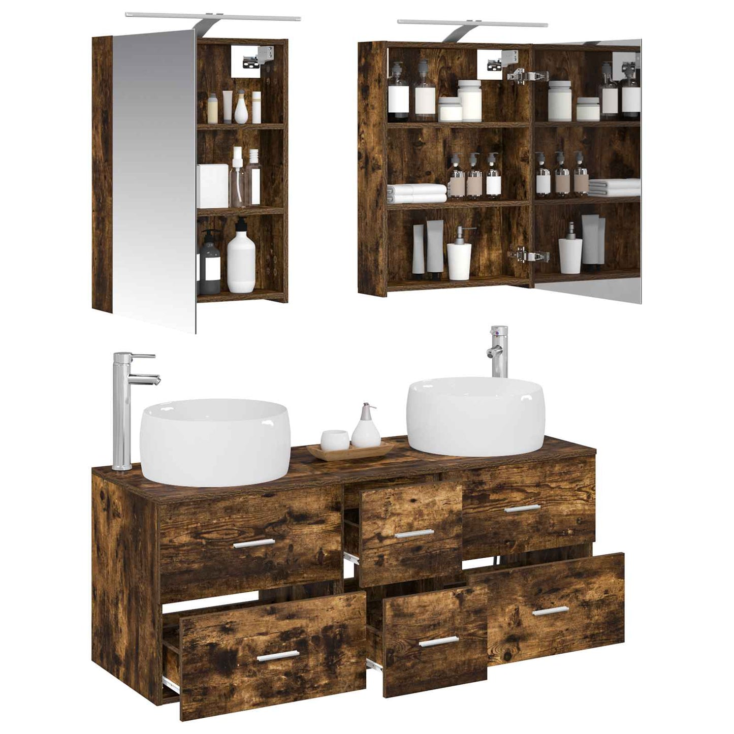 vidaXL Bathroom Furniture Set 5 pcs Smoked Oak