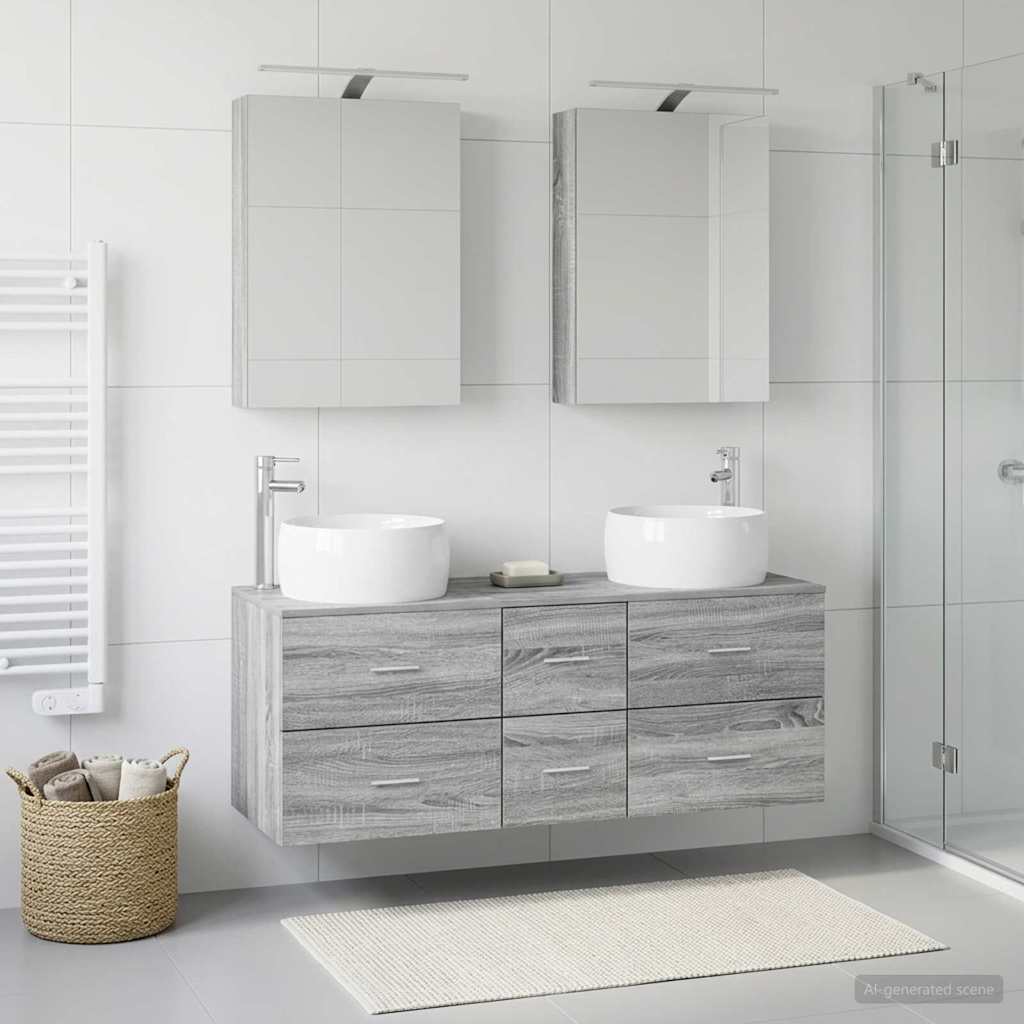 vidaXL Bathroom Furniture Set 5 pcs Grey Sonoma