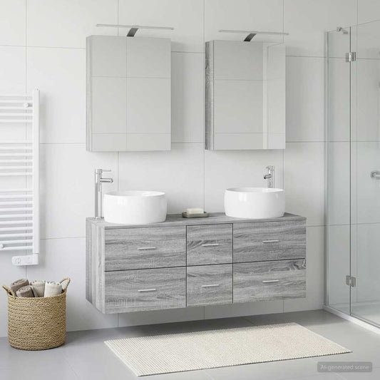 vidaXL Bathroom Furniture Set 5 pcs Grey Sonoma
